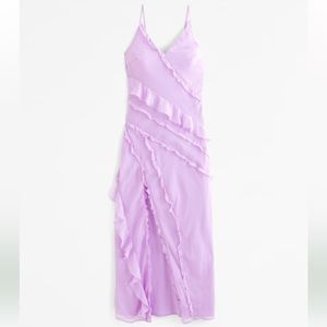 Abercrombie drapped ruffle midi dress lavendar -Sold out color